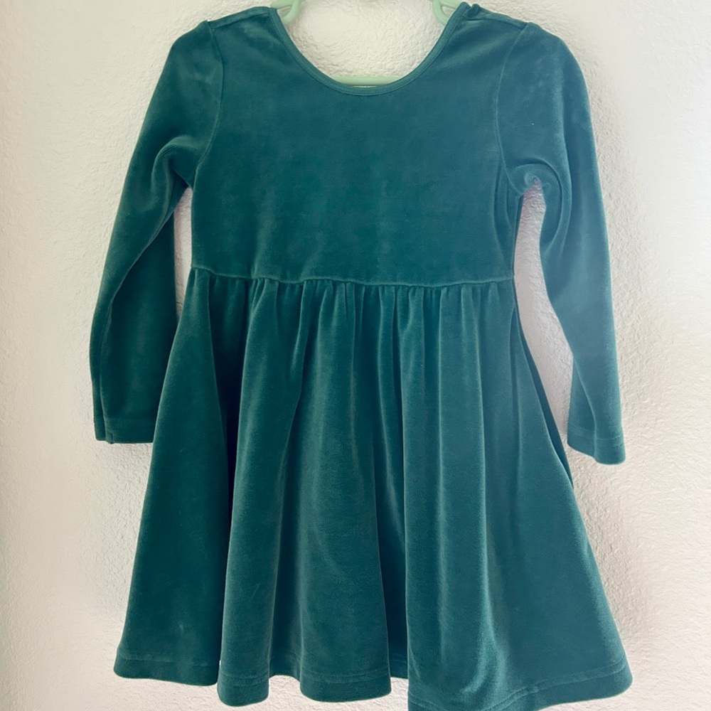Hanna Anderson Green Velvet/Velour Kids Dress